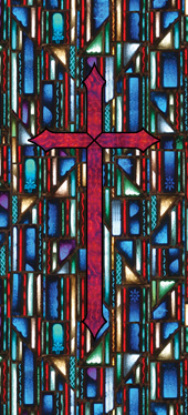 Decorative stained glass church window film cross designs IN25