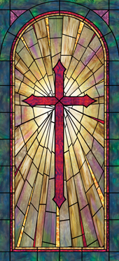 Decorative church window film clings cross design