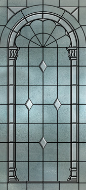Faux stained glass church window film cross design