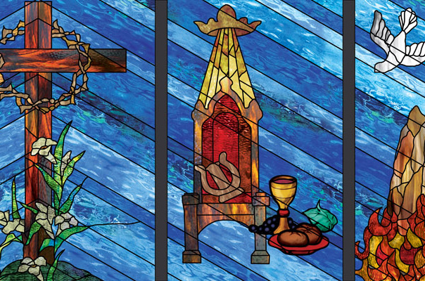 Decorative stained glass church window film custom design