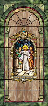 Decorative church stained glass window deluxe medallion UV film design IN-21