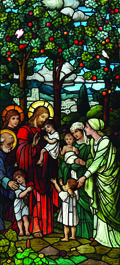 Jesus and the Children stained glass window film design