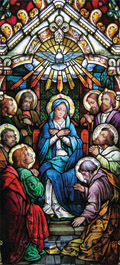 Pentecost stained glass window film design