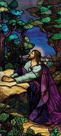Jesus in the Garden of Gethsemane stained glass window film appliqué design