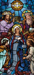 Crowning Mary stained glass window film design