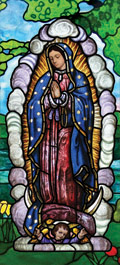 Our Lady of Guadalupe stained glass window film design
