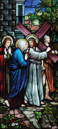 Jesus carrying the Cross stained glass window film design