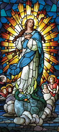 Immaculate Conception stained glass window film design