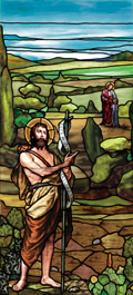 John the Baptist stained glass window film decal religious medallion design
