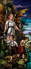 Angels and the children stained glass window film design