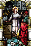 decorative stained glass window film wallpaper religious medallion design