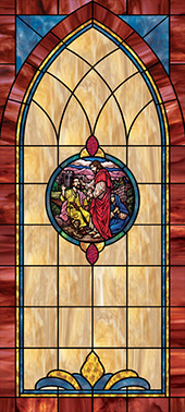 decorative stained glass window church film design
