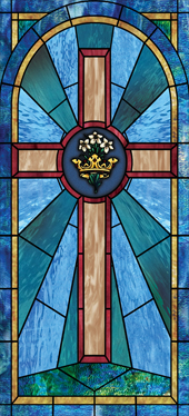faux stained glass window wallpaper film design