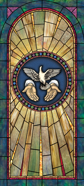 church window film with decorative medallion design