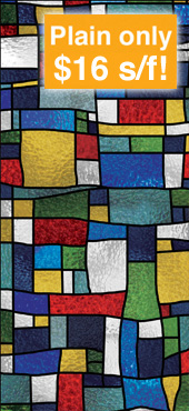 Faux stained glass window UV film design for churches IN-3