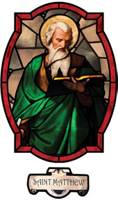 Saint Matthew decorative stained glass window sticker religious medallion design