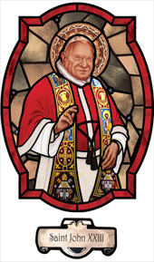 decorative stained glass window film religious medallion design Saint John XXIII