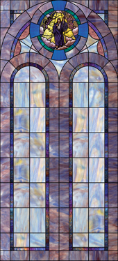 Decorative church window film cling medallion and scripture design IN18