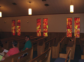 Before Illuminado decorative window film from church window film