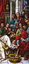 Jesu washing the feet stained glass window film design