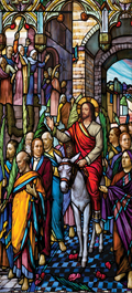 Palm Sunday stained glass window film design