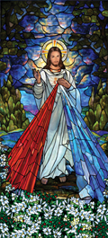 Divine Mercy stained glass window film design